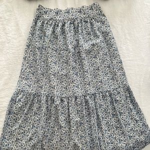 Tiered white and blue midi skirt - Madewell